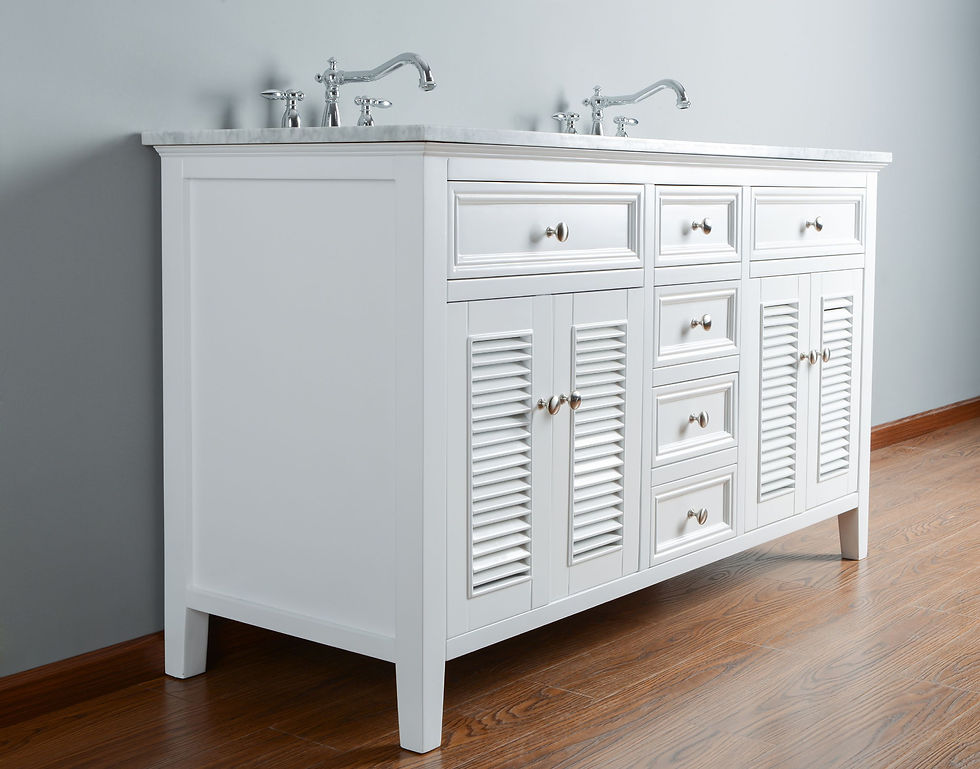 Thumbnail: Genevieve 60" White Double Vanity & Shutter Double Doors Dual Sinks