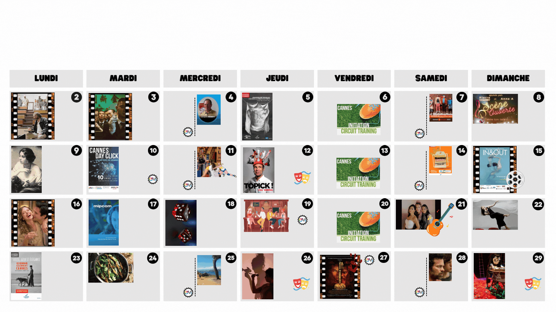 Programmation d'Octobre 2023 Ã Cannes : Cannes Day Click en Vedette !