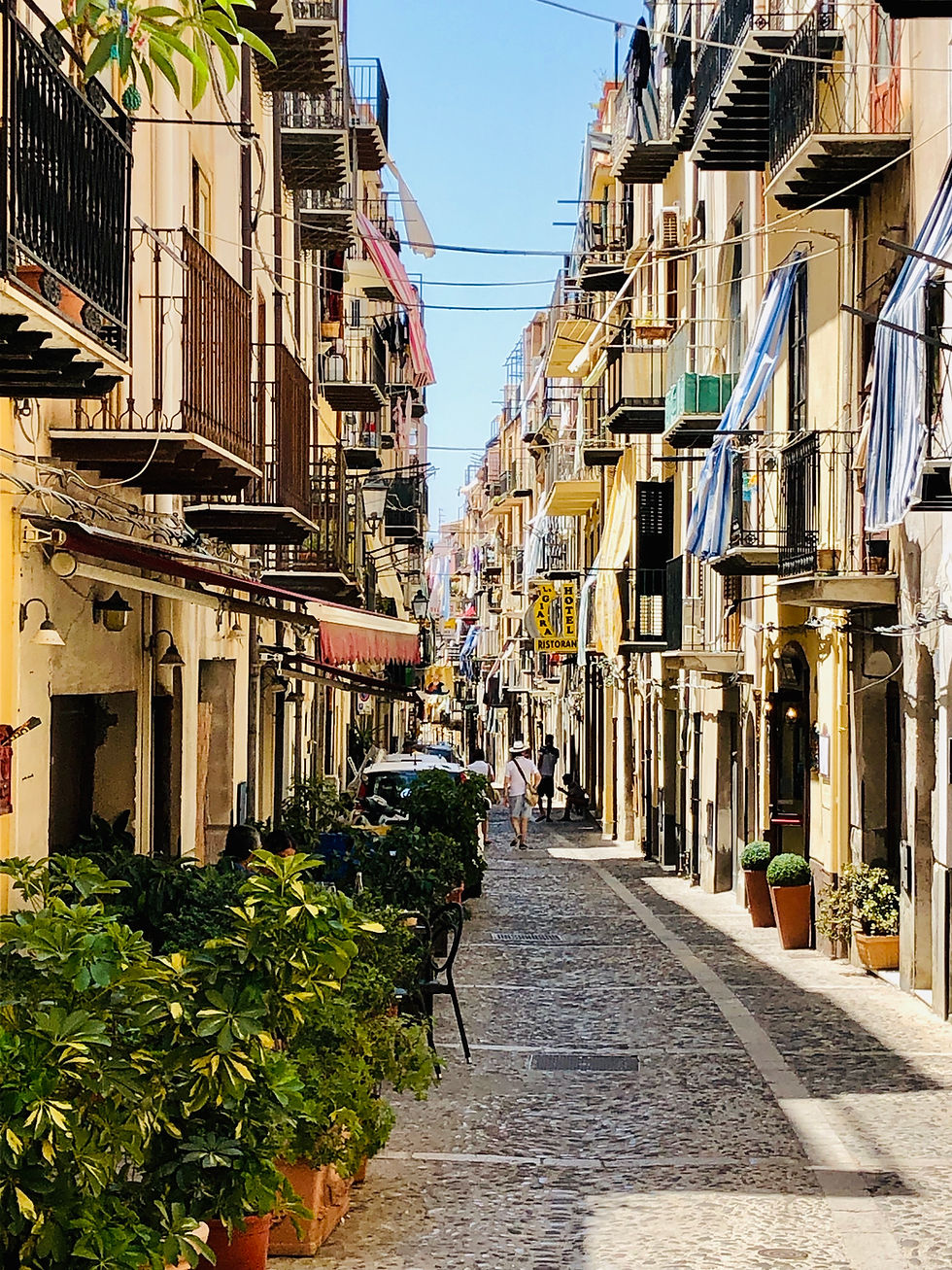Charming Italian street in Cefalu Sicily