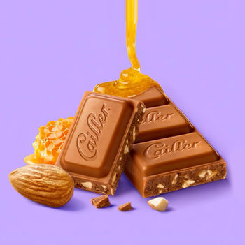 shooting tablette de chocolat lait amandes et miel Cailler par Virginie Rol photographe culinaire Paris