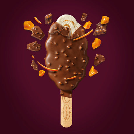 shooting du bâtonnet de glace Häagen Dazs vanille caramel par Virginie Rol photographe culinaire Paris