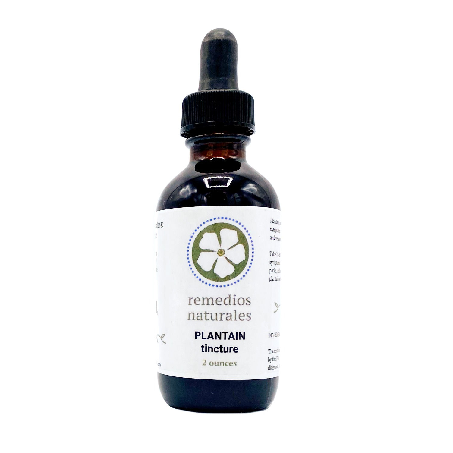 2oz glass dropper bottle - Plantain Tincture