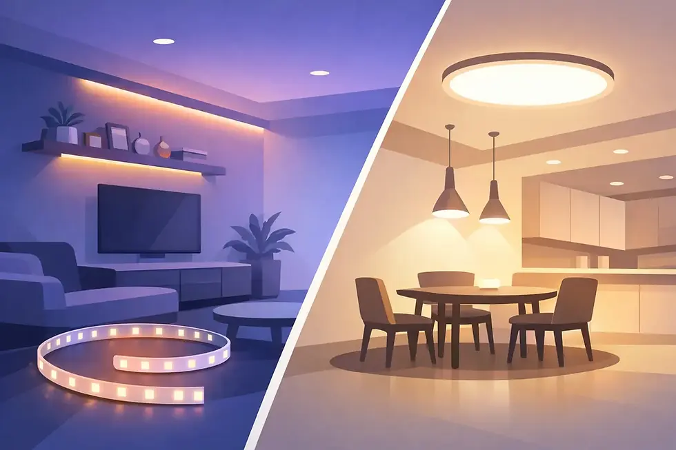 LED Strips vs Ceiling Lights for Modern Homes