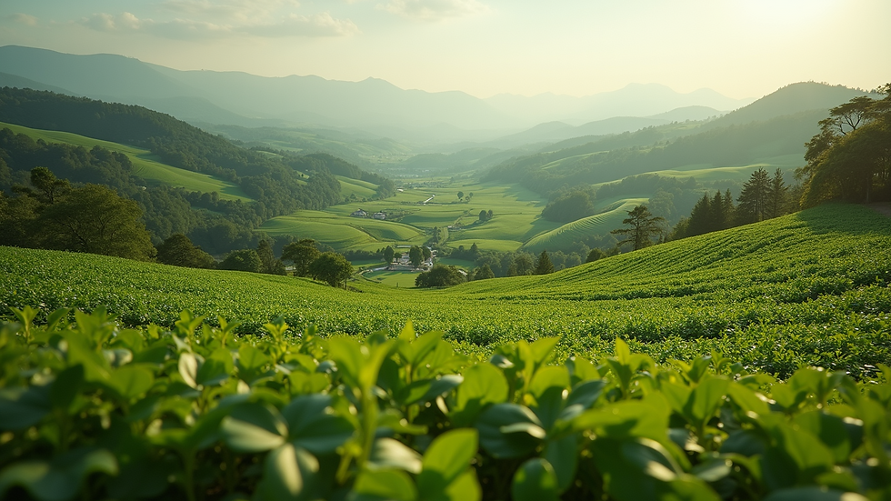 High-angle view of a lush organic farm landscape