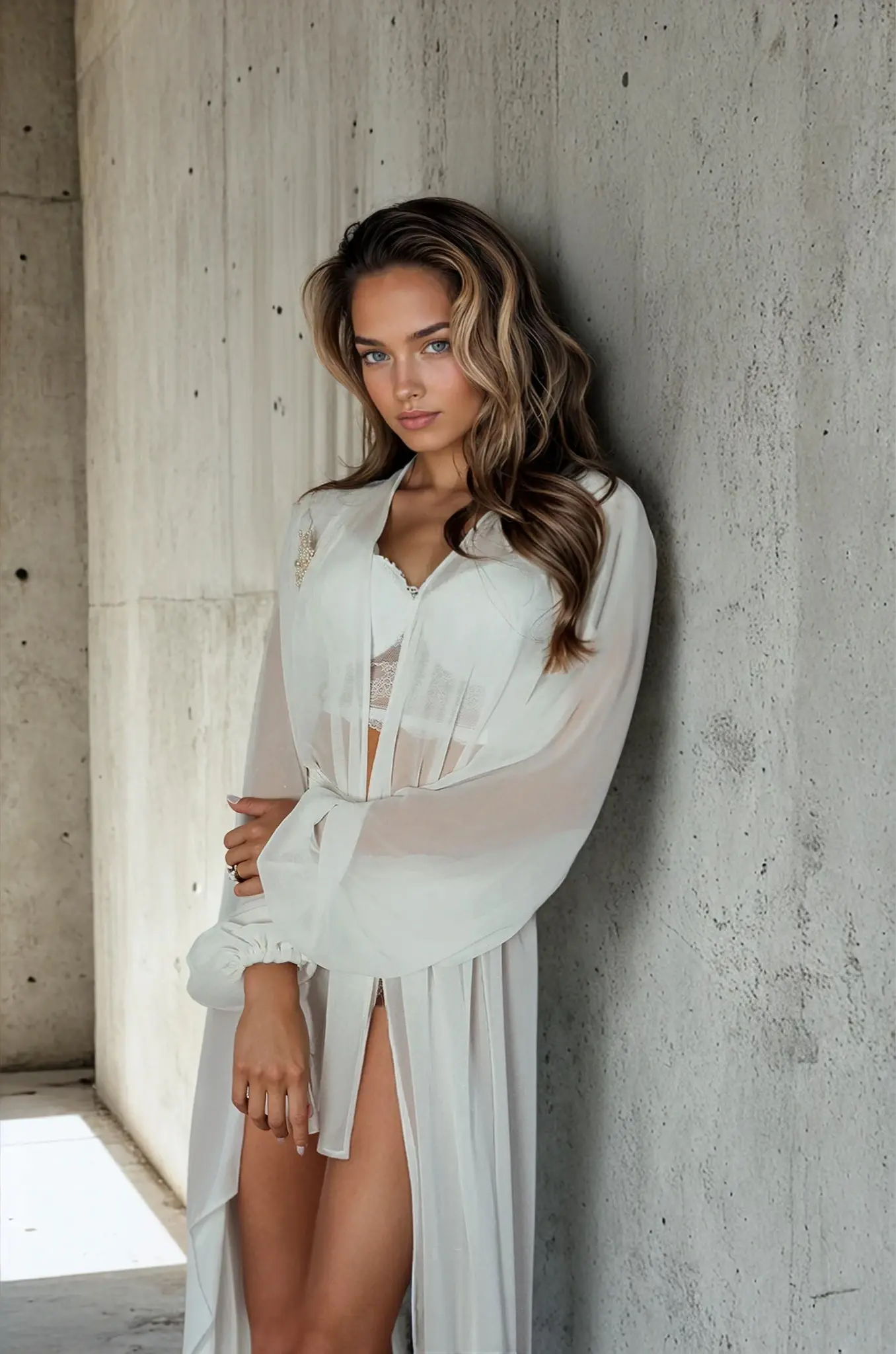 Luxusní šifonový župan ručně šitý v českém ateliéru