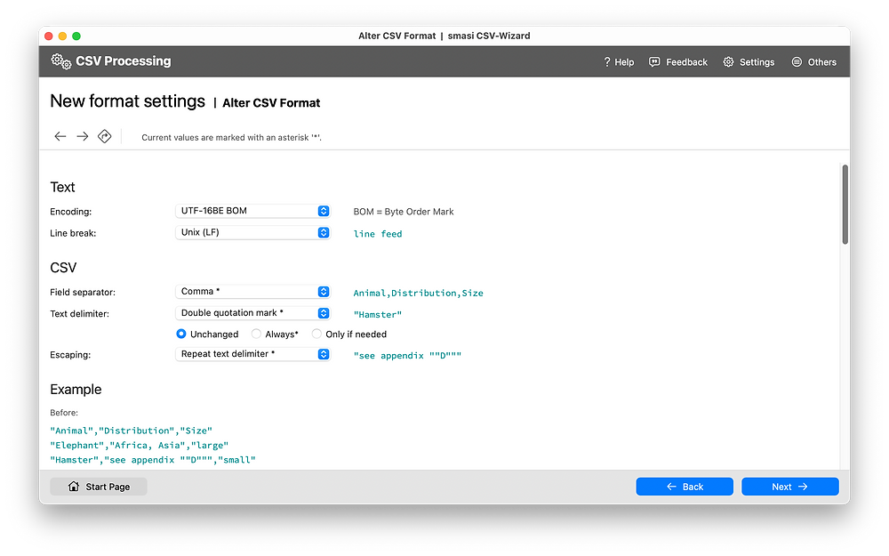 Change separators in a CSV file
