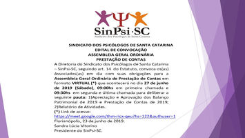 Assembleia Geral Virtual- Prestação de Contas