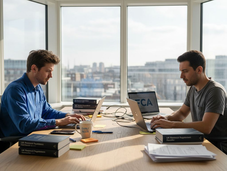 Fintech founders reviewing regulatory compliance documents