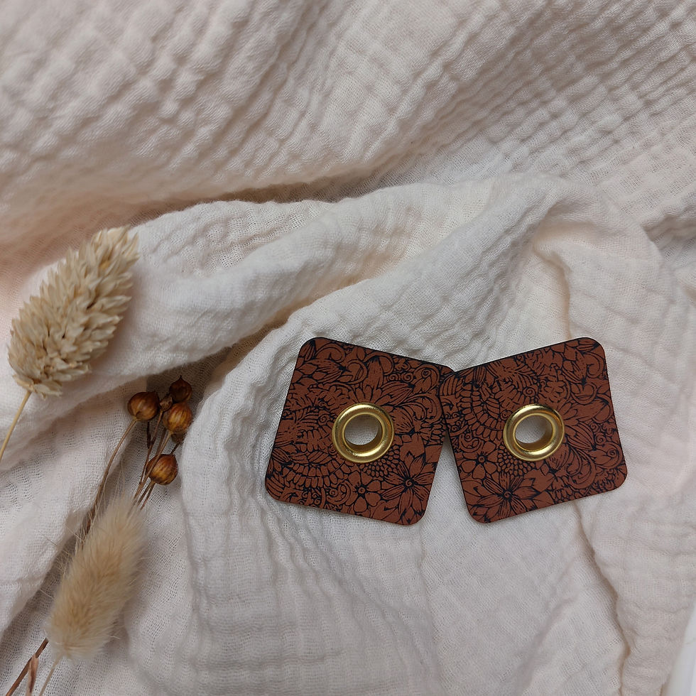 Ösenlabel (2er-Set) - Quadrat Blumen