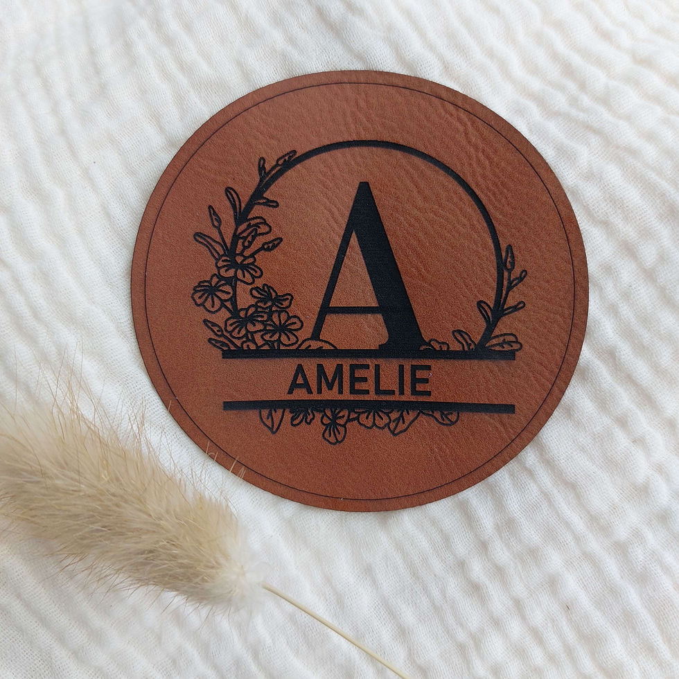 Label - Name Monogramm Blumen