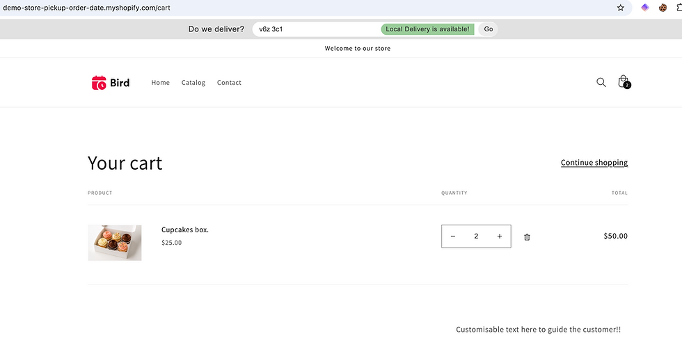 Example : Delivery is available for certain zip codes