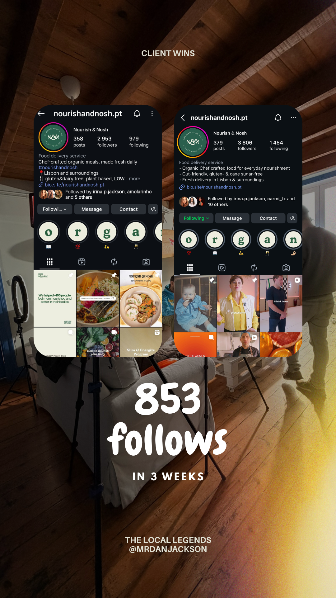 Nourish & Nosh follower growth from targeted ad