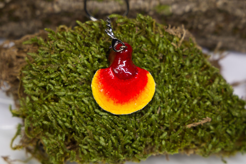 Pilz-Schlüsselanhänger, Reishi, handgemachte Geschenkidee von FungiCarve, Pilzvergnügt, Stefan Marxer