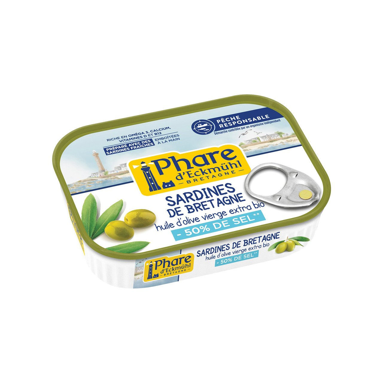 15x PHARE D'ECKM HL Sardinen in Bio-Oliven l salzarm 115g