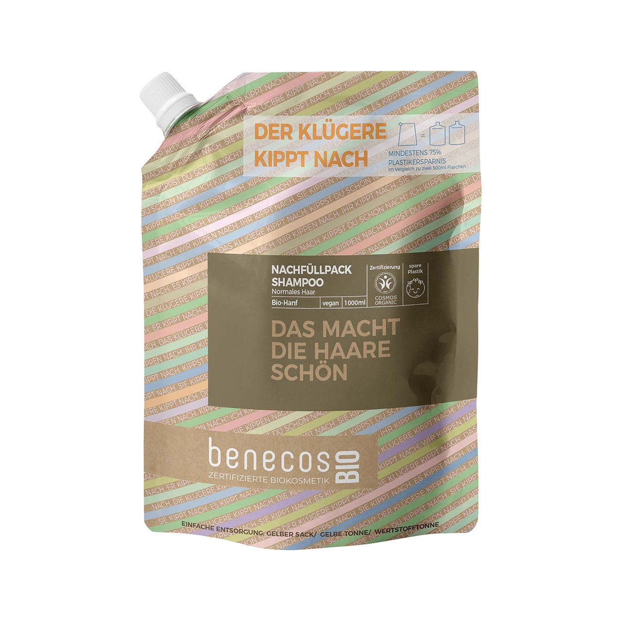 1x BENECOS Nachf llbeutel Shampoo Normales Haar BIO-Hanf 1000ml