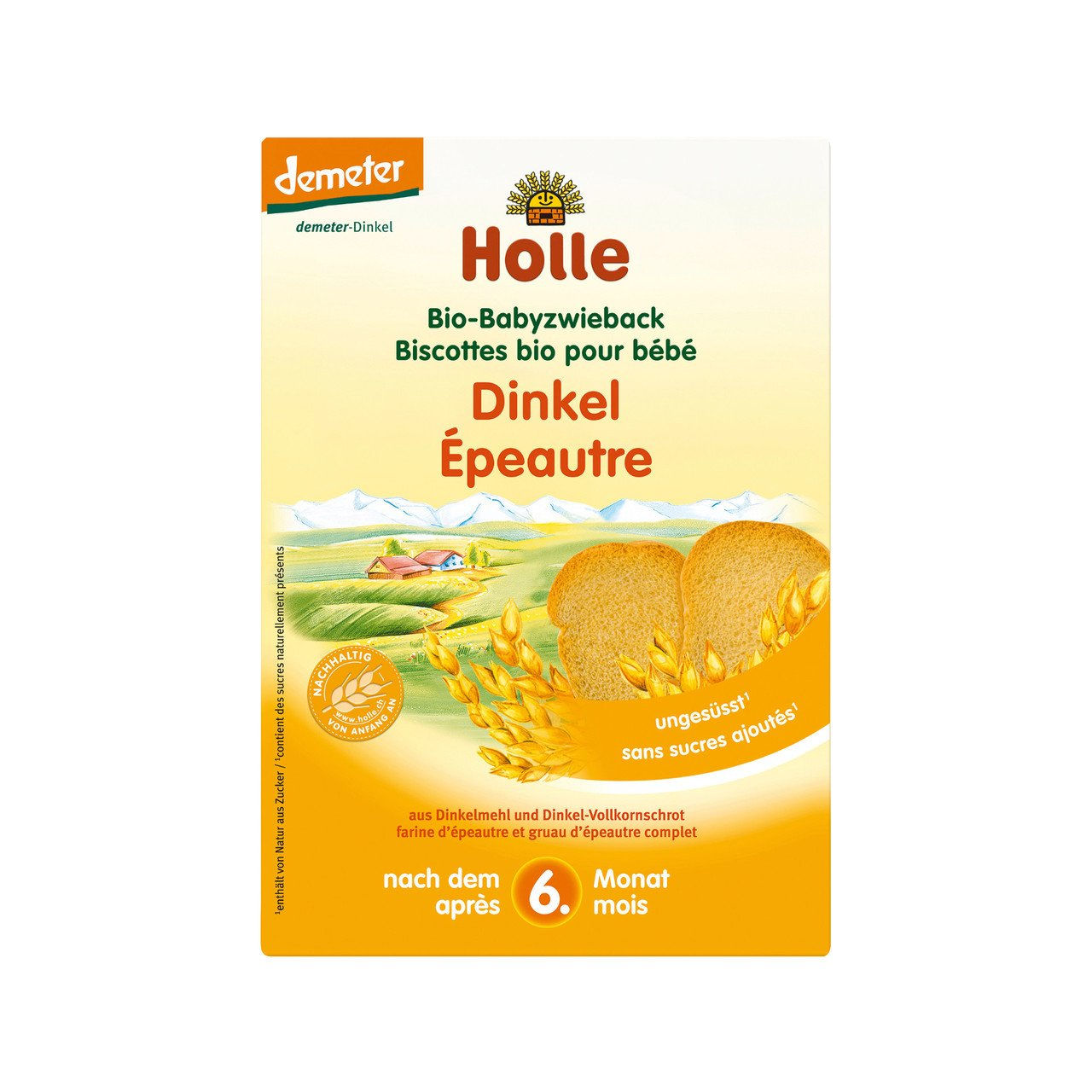 6x Holle Babyfood Babyzwieback Dinkel 200g