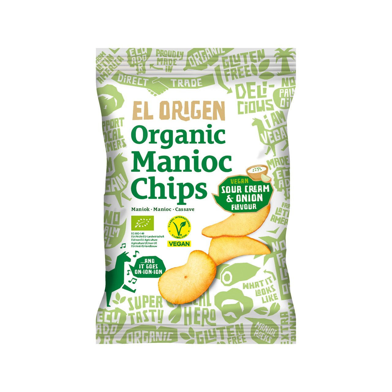 8x EL ORIGEN Maniok Chips Sour Cream & Onion 60g