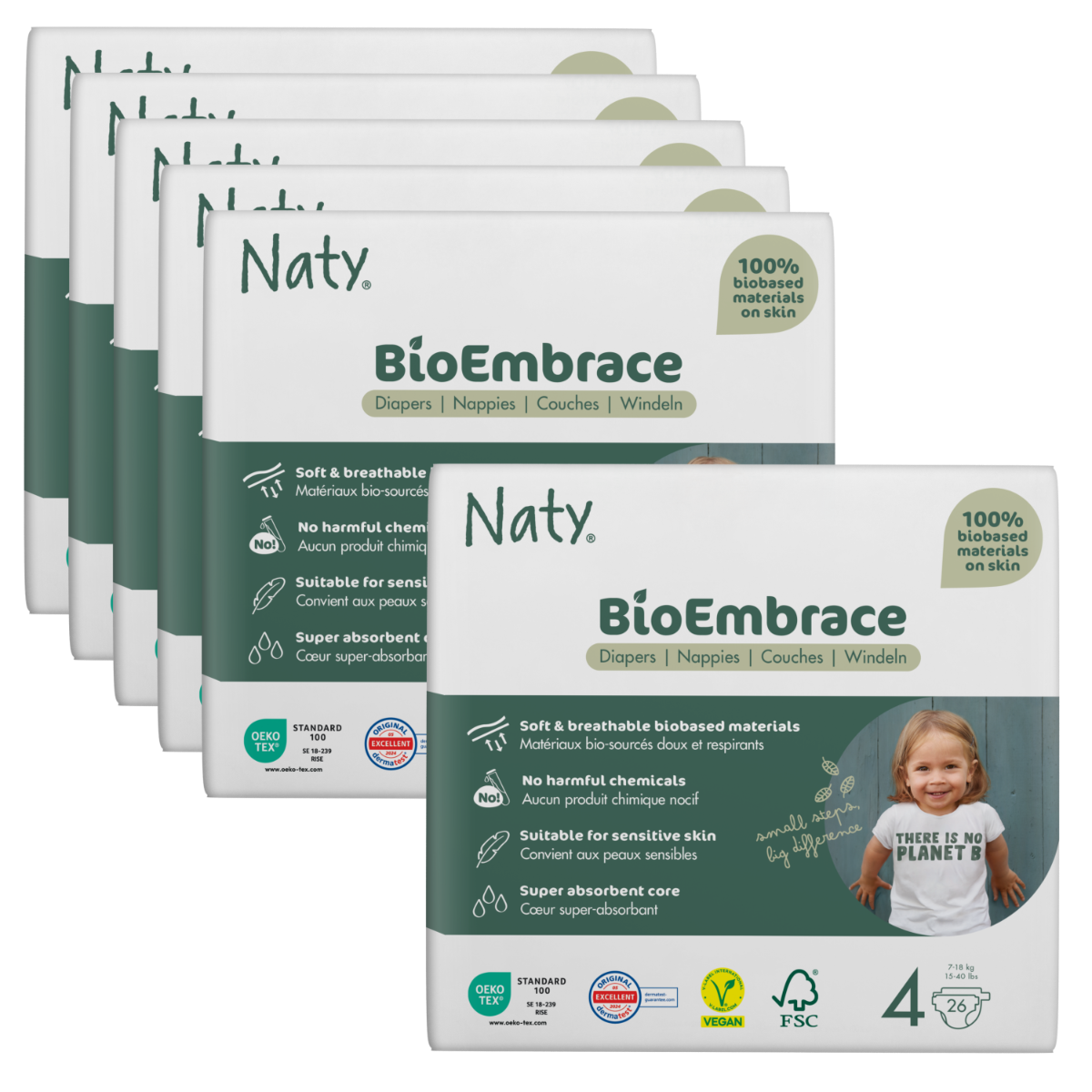 6x NATY Maxi 7 - 18 kg, Nr. 4 | 26 Stück
