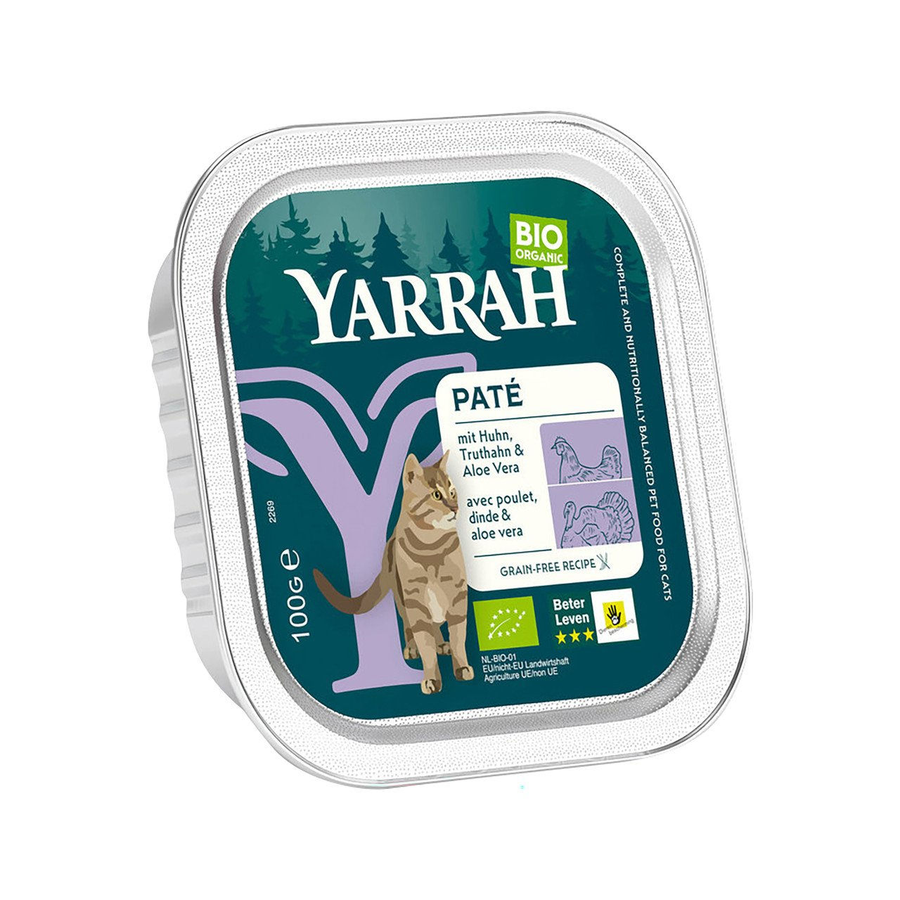 4x YARRAH Katzenfutter Pat  Huhn & Truthahn 100g