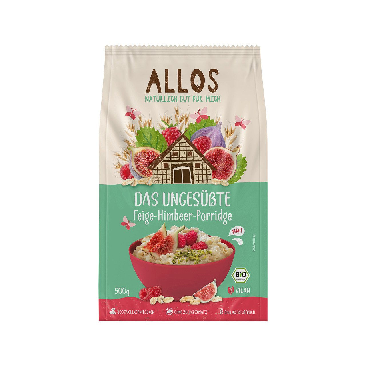 3x ALLOS Ungesüsstes Feige-Himbeer-Porridge 500g