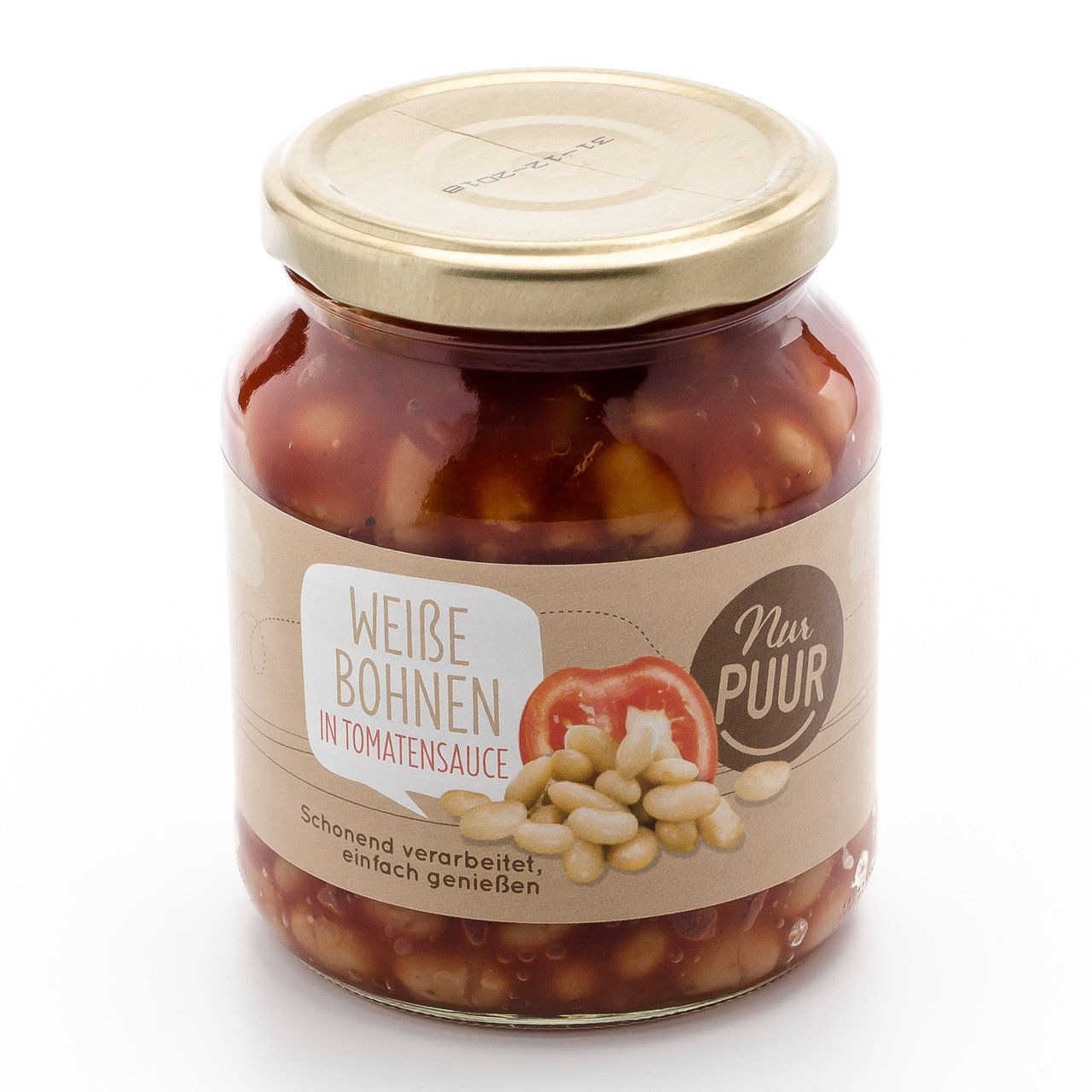 6x NUR PUUR Weisse Bohnen in Tomatensauce 350g
