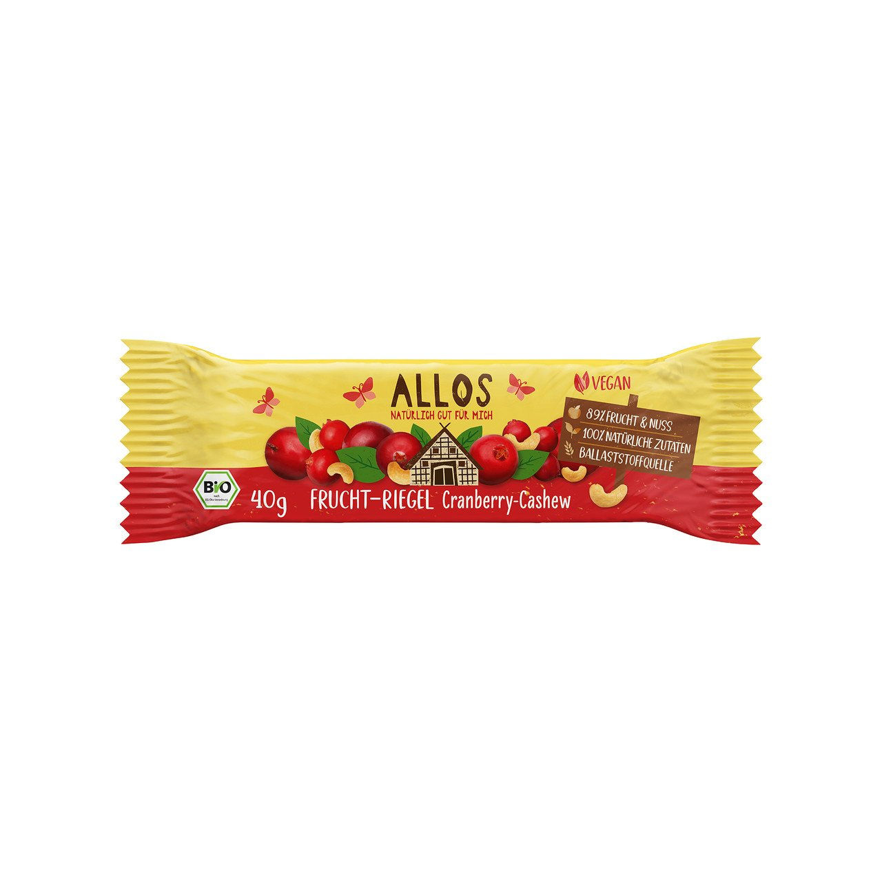 25x ALLOS Fruchtschnitte Cranberry-Cashew 40g