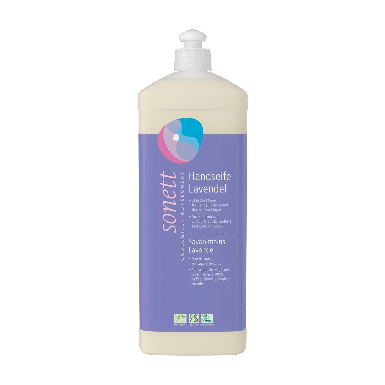 3x SONETT Handseife Lavendel, Nachfüllflasche, Natural Cosmetic Standard 1000ml