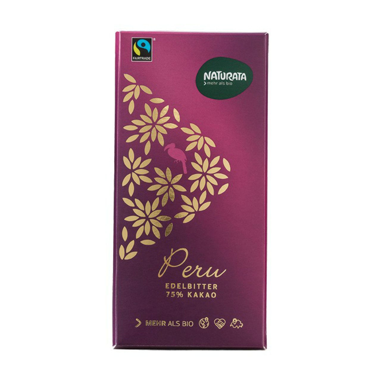 10x NATURATA Schokolade Edelbitter Peru 75% 100g