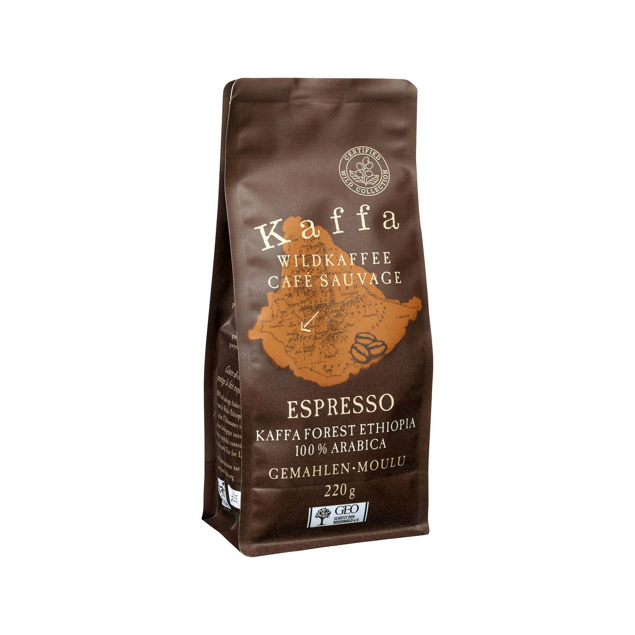 6x KAFFA Wildkaffee Kaffa Espresso gemahlen 220g
