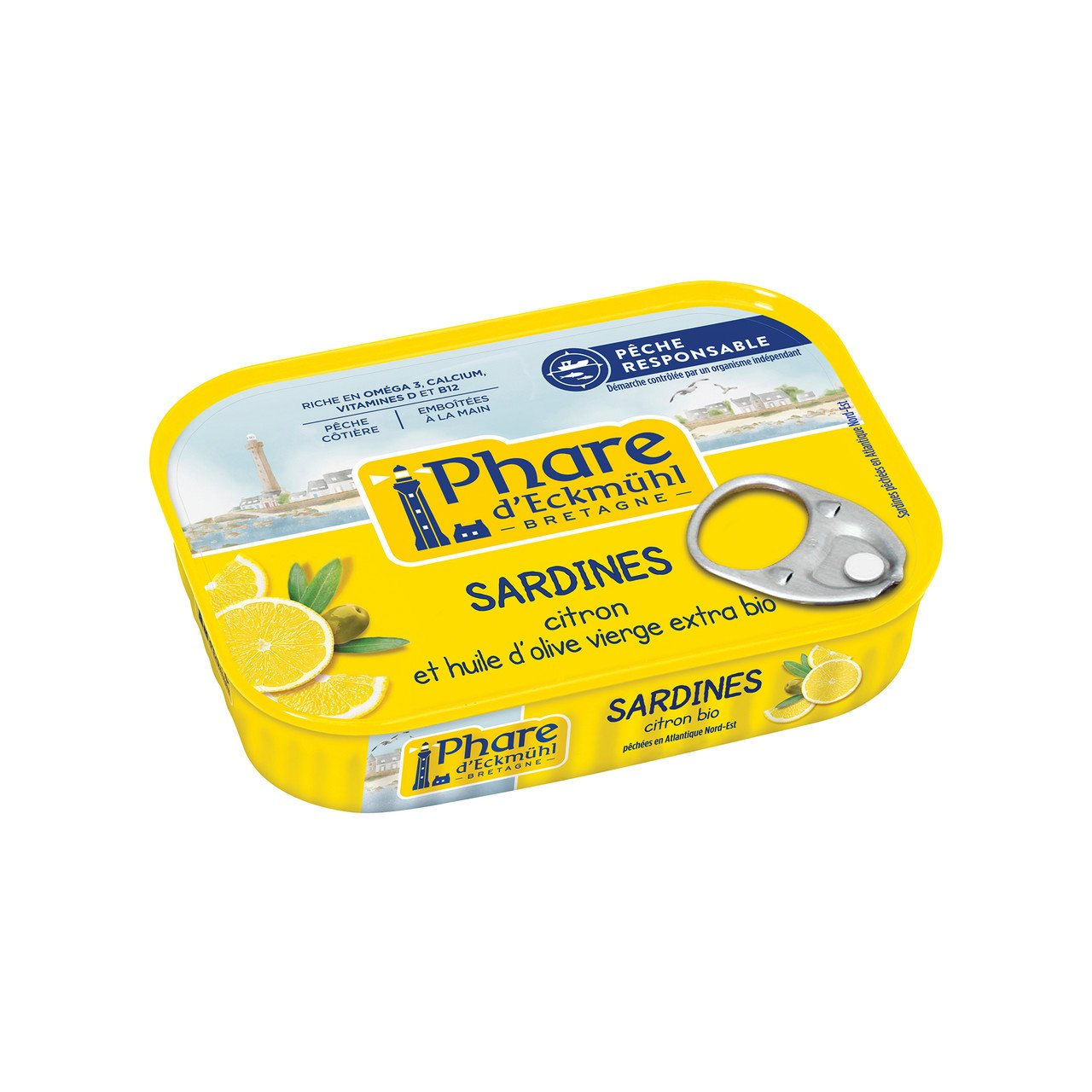 12x PHARE D'ECKM HL Sardinen in Bio-Oliven l und Zitrone 135g