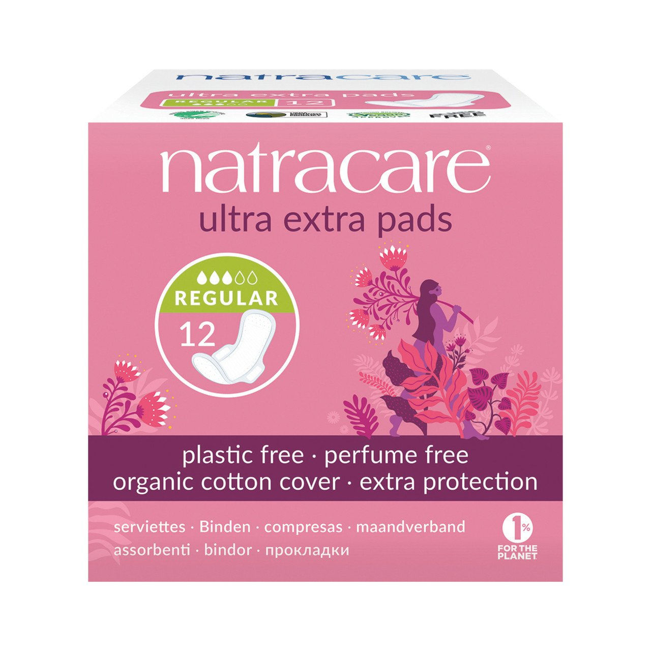 3x NATRACARE Damenbinden mit Fl geln ultra extra normal 12 Stück