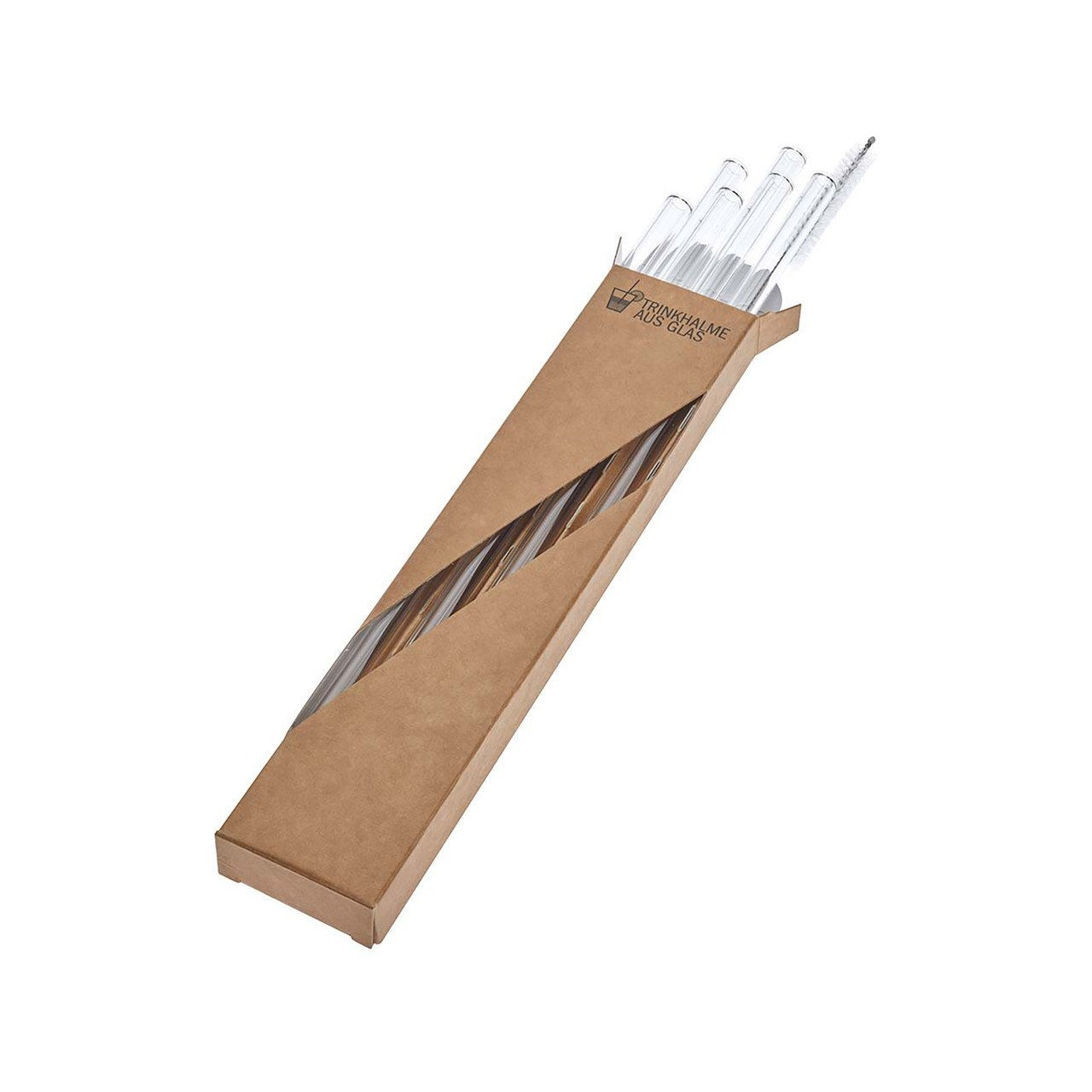 5x MEMO Trinkhalme aus Glas mit B rste 0ml