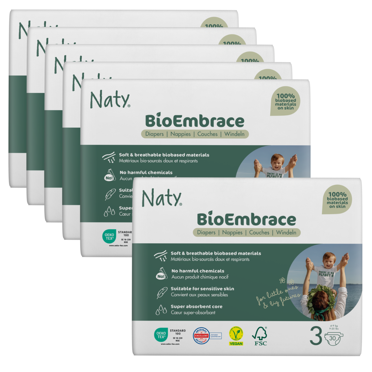 6x NATY Midi 4 - 9 kg, Nr. 3 | 30 Stück