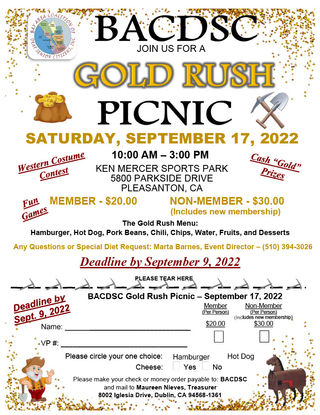 BACDSC - Gold Rush Picnic Flyer - Sept 17 2022