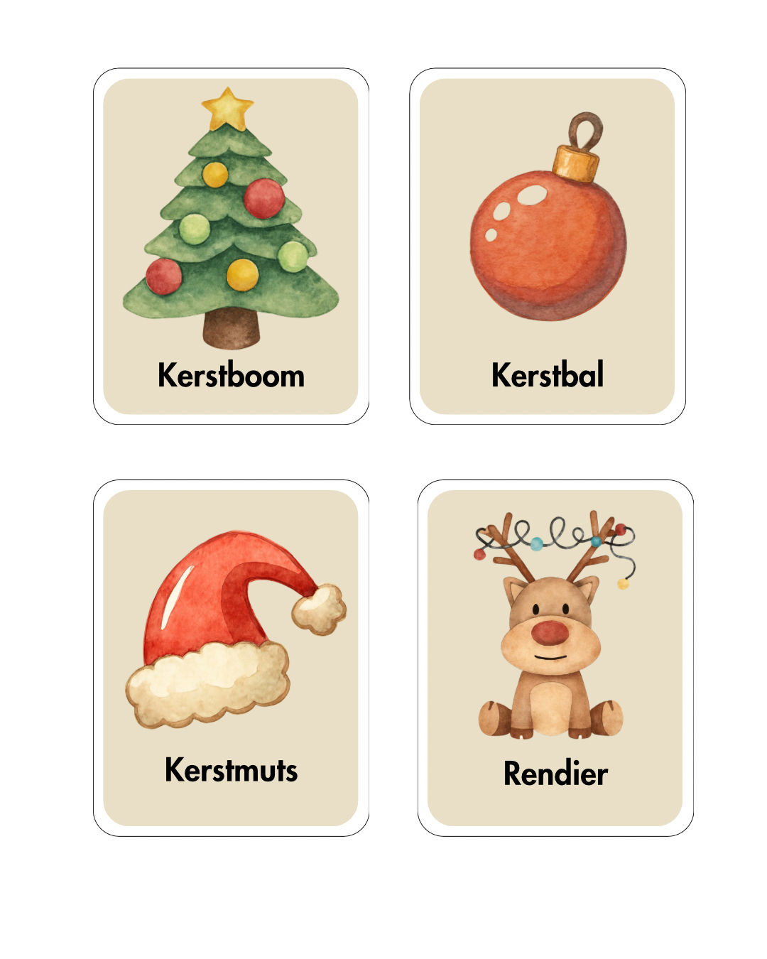 Woordkaarten Kerstmis