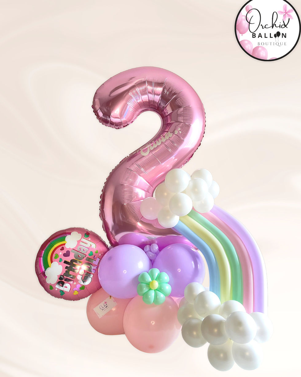 Rainbow balloon arrangement