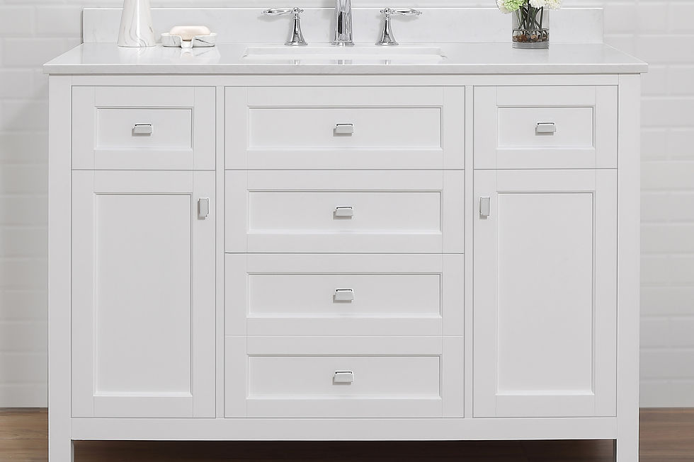 Thumbnail: Juniper 48 in. Vanity in White with Engineered Stone Top & Ceramic Basin