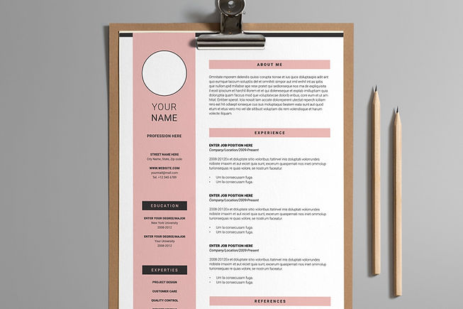 Professional CV resume template design modern basic minimal - pink and black_edited.jpg