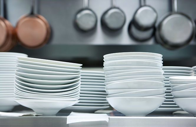 Stacked White Dishes