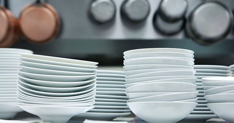Stacked White Dishes