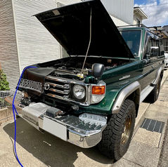 富山県富山市トヨタ ランドクルーザー70系・1HZ型水素ガスカーボンクリーニング施工実施
