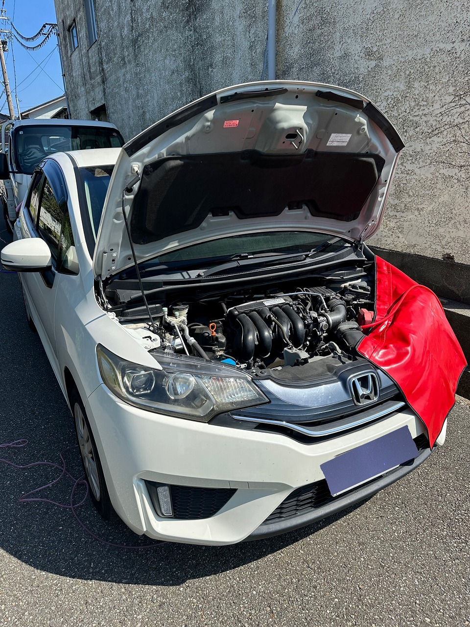 石川県羽咋市 『災害支援団体』合同チーム・TEAM JAPAN様-ホンダ ホンダ フィット・L15B型 水素ガスカーボンクリーニング施工実施