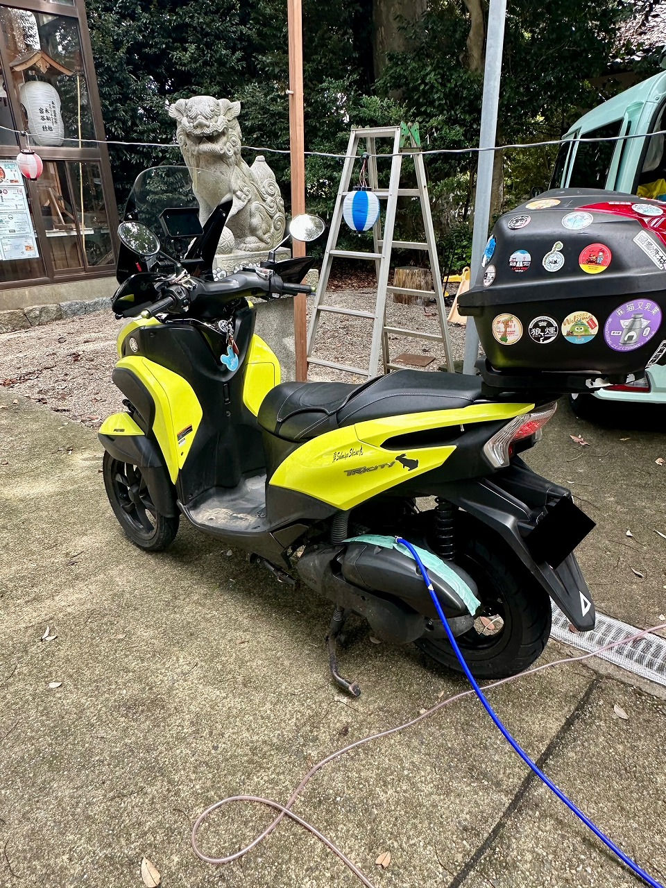 福島県会津若松市-ヤマハ トリシティ125E3V7E型型 水素ガスカーボンクリーニング施工実施【深江八幡神社様で施工】