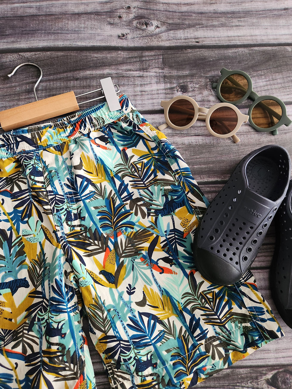 Thumbnail: Mec Jungle Print Swim Trunks Sz 7