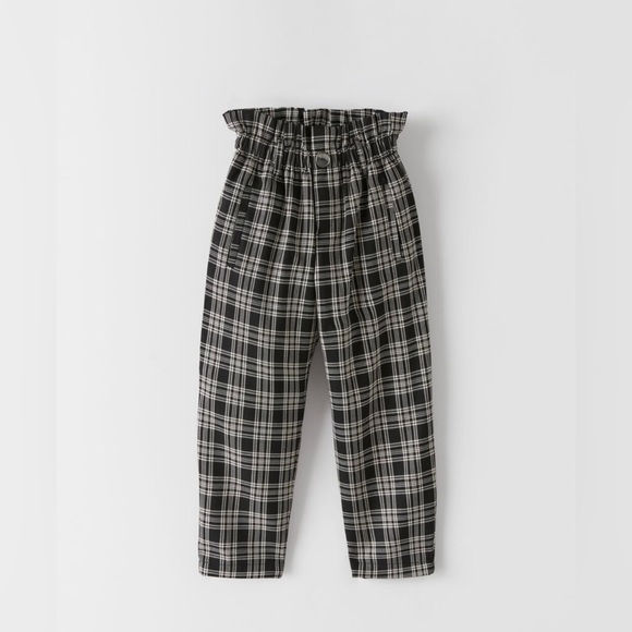 Thumbnail: H+M Crewneck Sz 6-8 + Zara Plaid Paperbag Waist Pants Sz 8