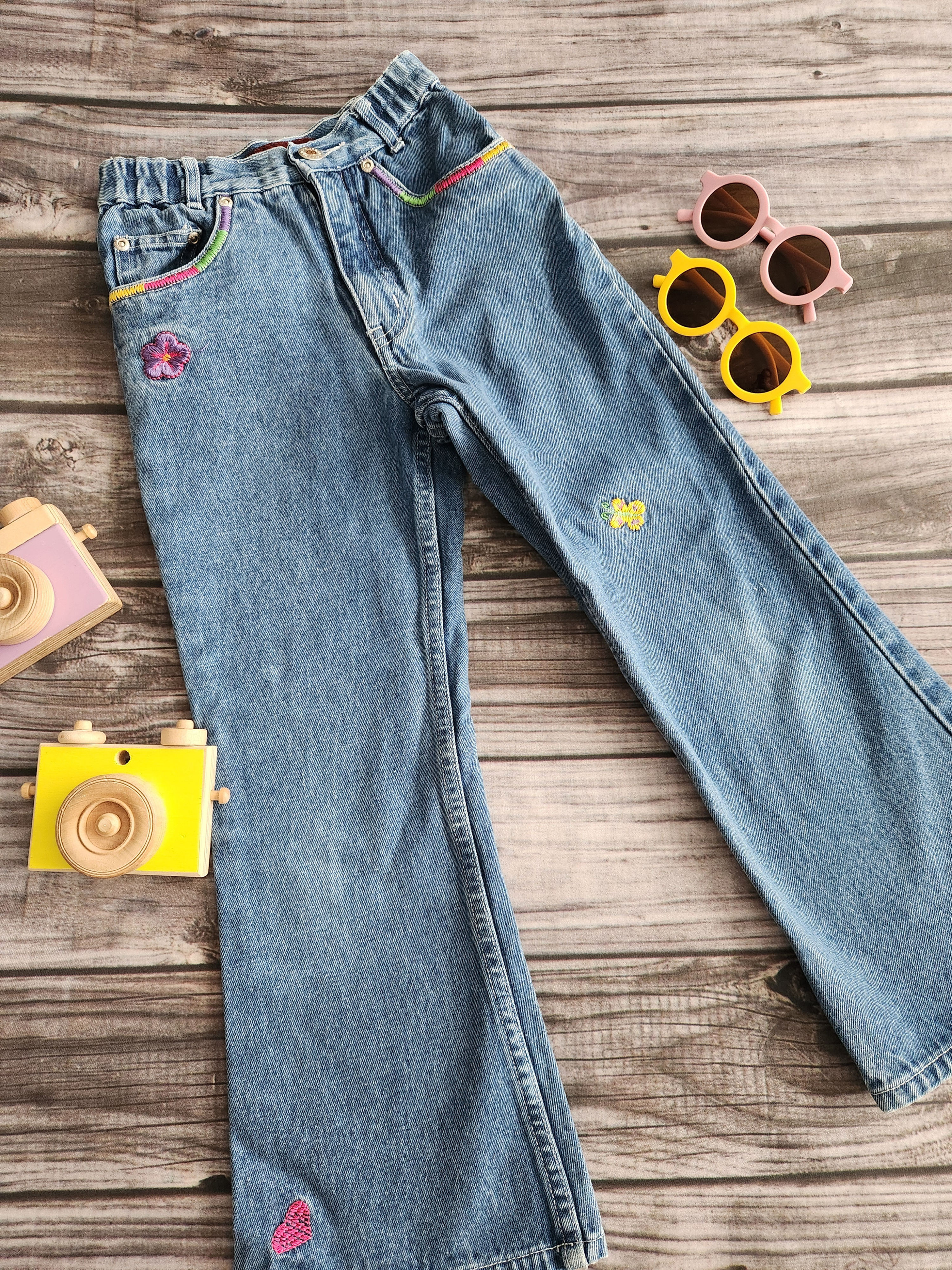 Vintage Nevada Embroidered Bell Bottom Jeans Sz 6