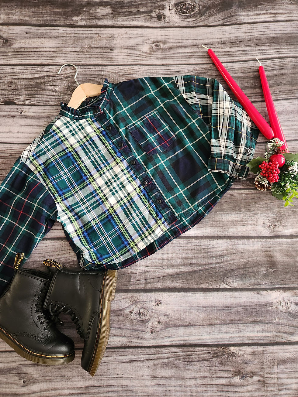 Thumbnail: Gap Cropped Plaid Blouse Sz S (6-7)
