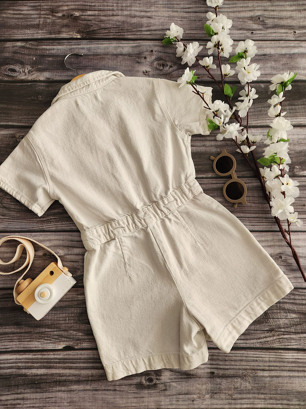 Thumbnail: Zara White Denim Shorts Romper Sz 6