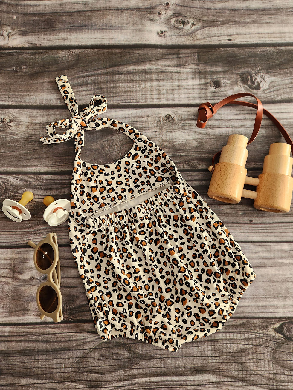 Thumbnail: Little + Lively Leopard Bamboo Halter Romper 6M-12M 