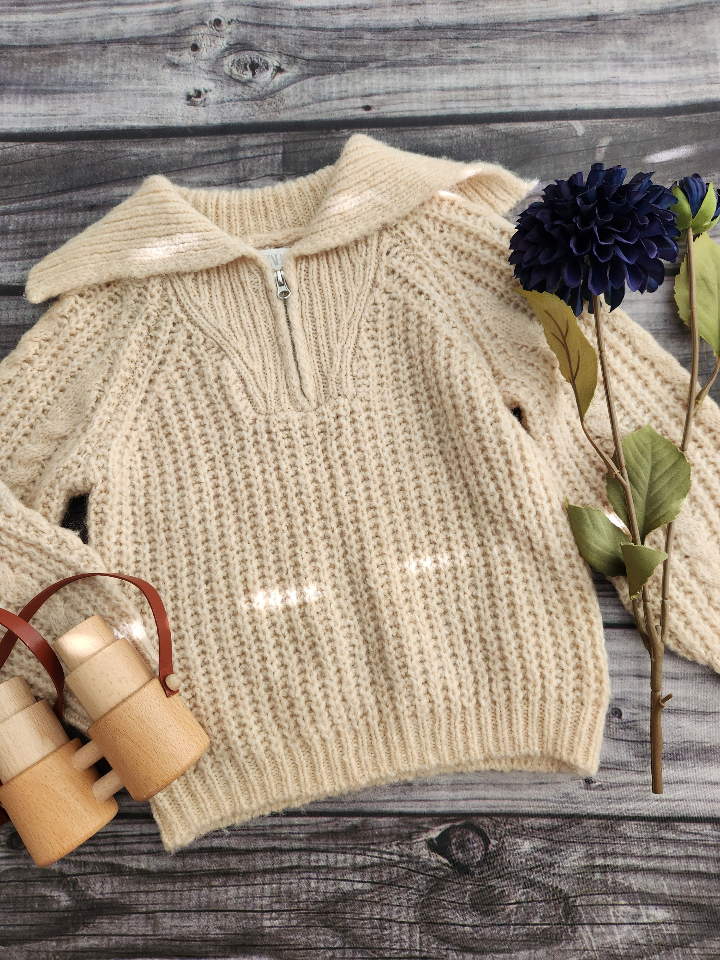 Zara Qtr Zip Collared Knit Sweater Sz 2-3 